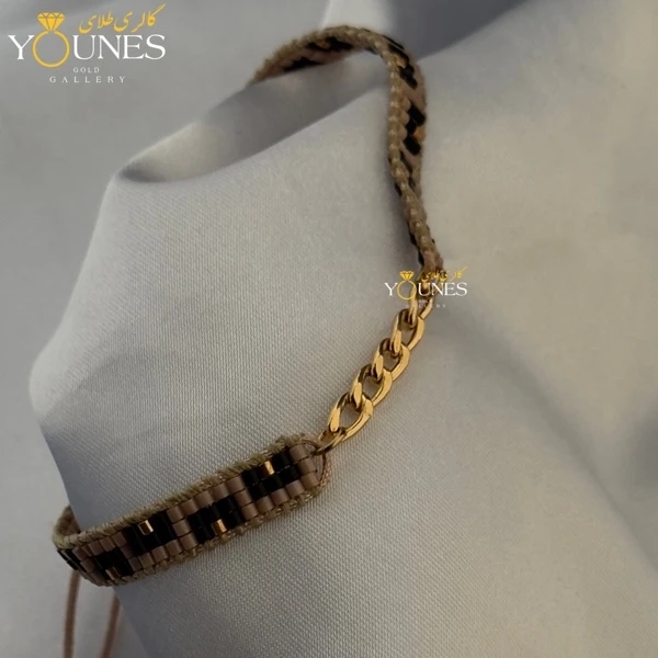 دستبند میوکی مربع مشکی کارتیر طلا